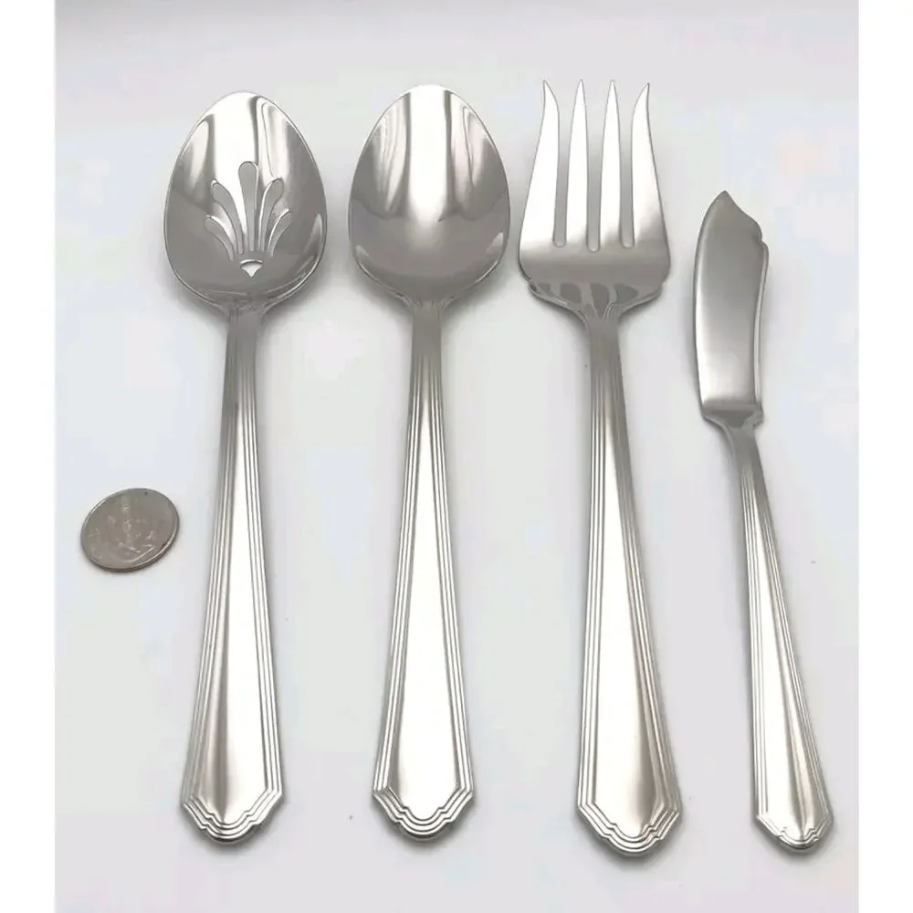 Lenox Archway 4 Piece Serving Hostess Set 18/10 Stainless Flatware Vietnam New